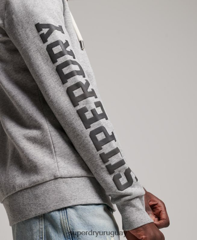 uy Superdry hombres sudadera deportiva con capucha y cremallera gris DT2N8Z633 ropa