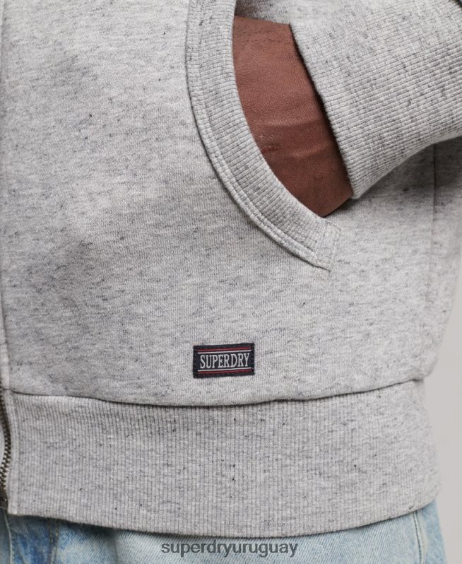 uy Superdry hombres sudadera deportiva con capucha y cremallera gris DT2N8Z633 ropa