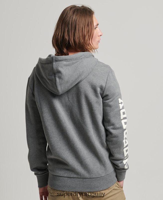 uy Superdry hombres sudadera deportiva con capucha y cremallera gris DT2N8Z714 ropa