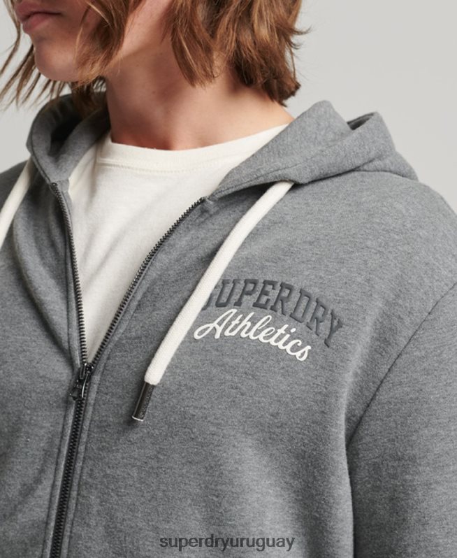 uy Superdry hombres sudadera deportiva con capucha y cremallera gris DT2N8Z714 ropa