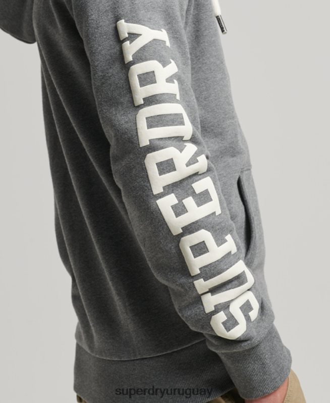 uy Superdry hombres sudadera deportiva con capucha y cremallera gris DT2N8Z714 ropa