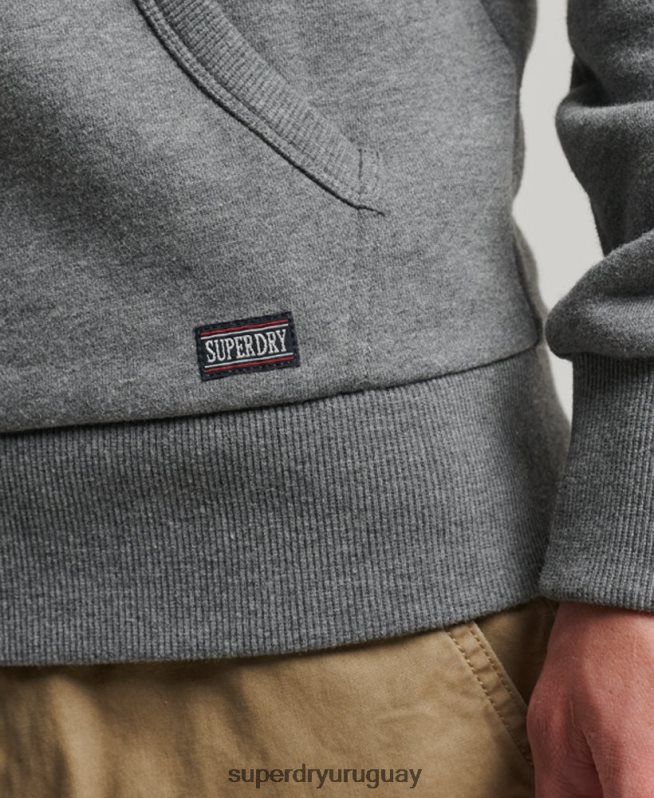 uy Superdry hombres sudadera deportiva con capucha y cremallera gris DT2N8Z714 ropa