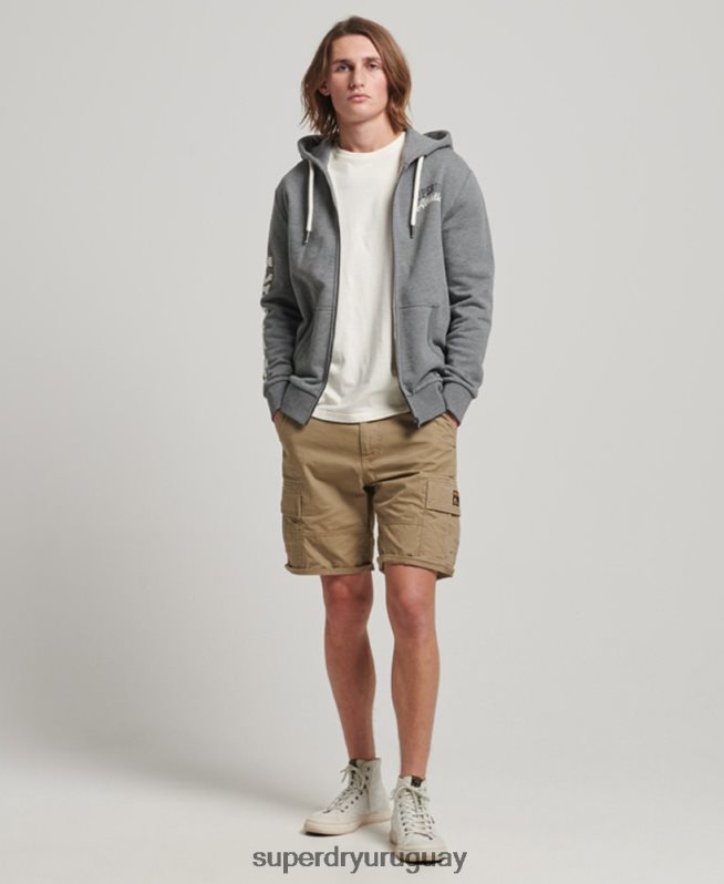 uy Superdry hombres sudadera deportiva con capucha y cremallera gris DT2N8Z714 ropa