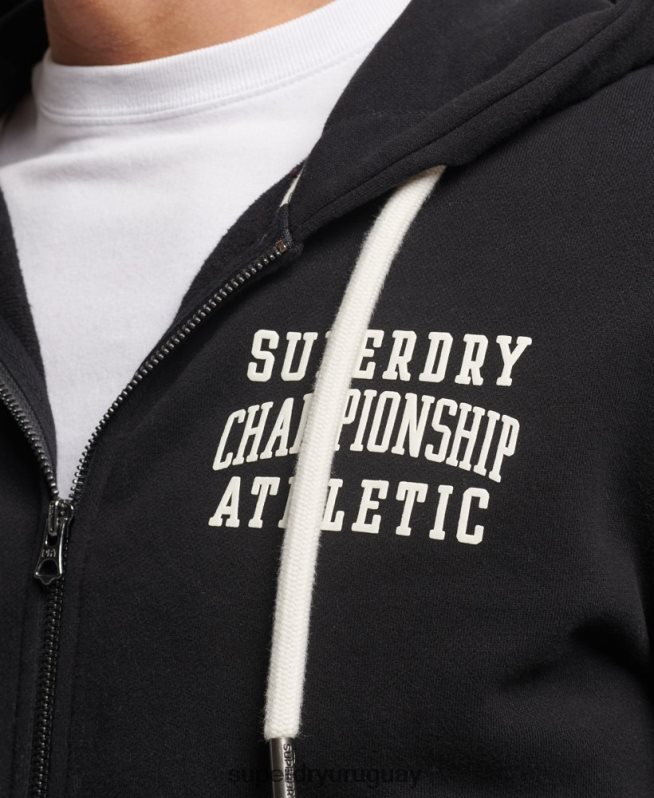 uy Superdry hombres sudadera deportiva con capucha y cremallera negro DT2N8Z473 ropa