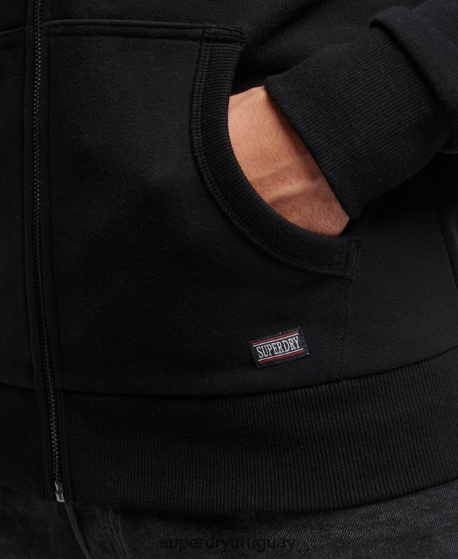 uy Superdry hombres sudadera deportiva con capucha y cremallera negro DT2N8Z473 ropa
