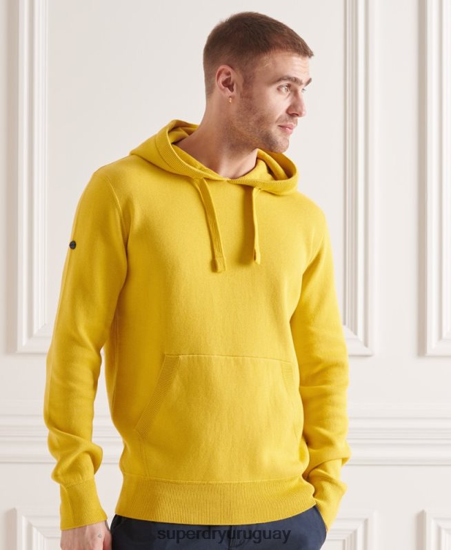 uy Superdry hombres sudadera esencial de algodón orgánico amarillo DT2N8Z5317 ropa