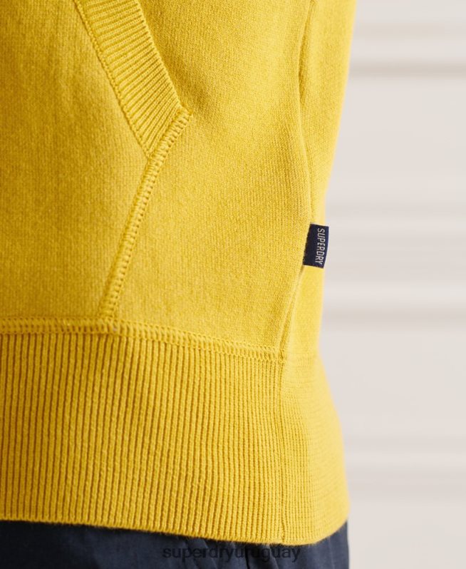uy Superdry hombres sudadera esencial de algodón orgánico amarillo DT2N8Z5317 ropa