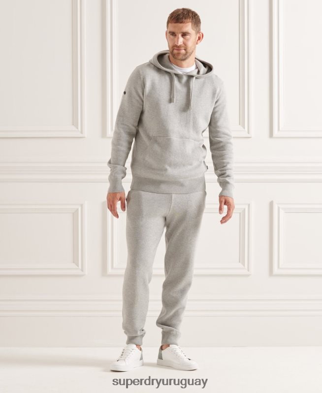 uy Superdry hombres sudadera esencial de algodón orgánico gris claro DT2N8Z5207 ropa