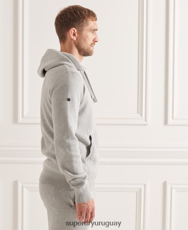 uy Superdry hombres sudadera esencial de algodón orgánico gris claro DT2N8Z5207 ropa