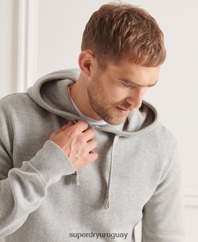 uy Superdry hombres sudadera esencial de algodón orgánico gris claro DT2N8Z5207 ropa