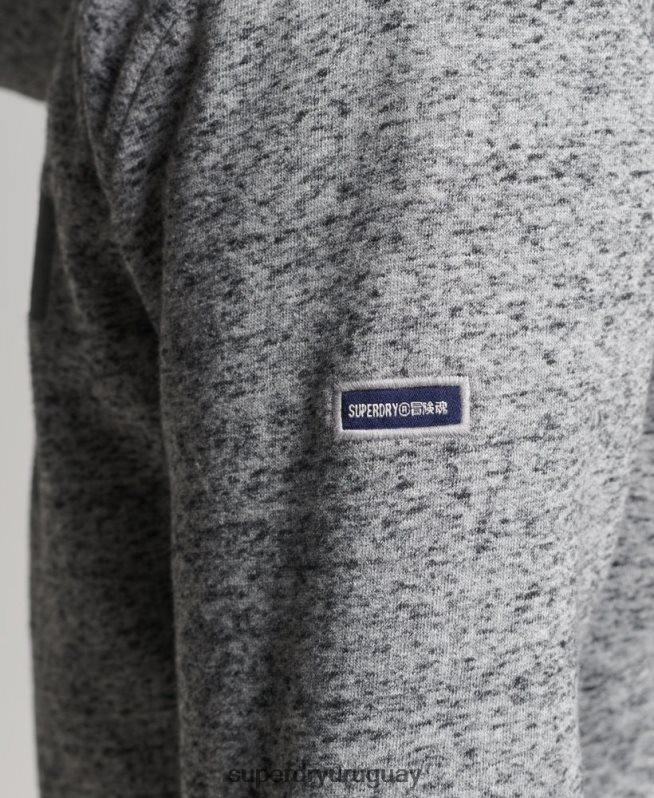 uy Superdry hombres sudadera estilo universitario con cremallera gris claro DT2N8Z892 ropa