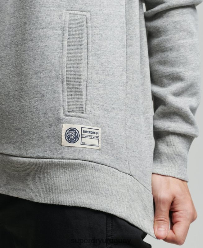 uy Superdry hombres sudadera henley atlética vintage gris DT2N8Z5001 ropa