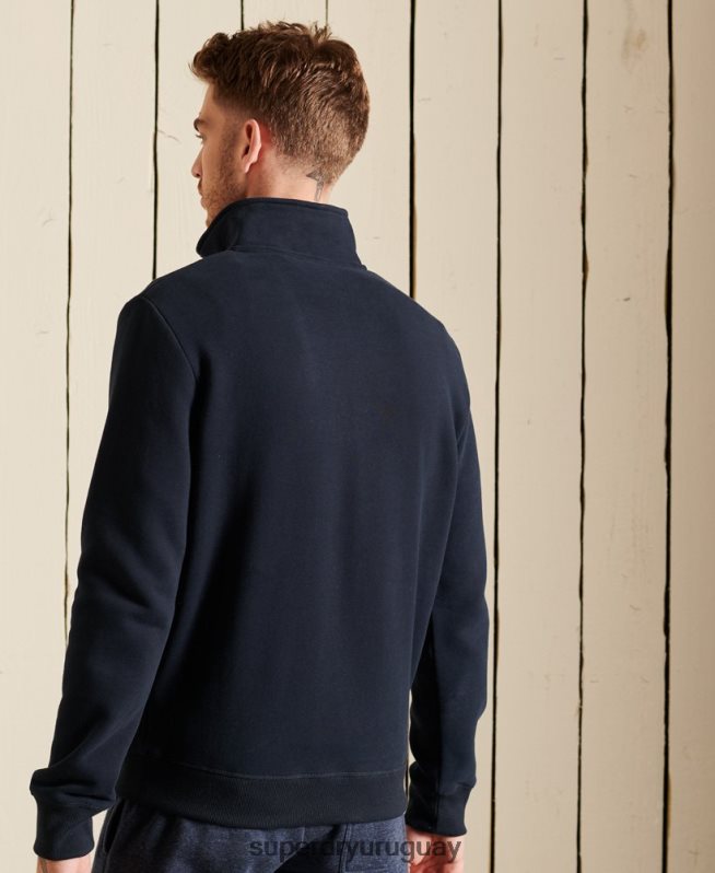 uy Superdry hombres sudadera henley con cremallera y logo bordado Armada DT2N8Z5038 ropa