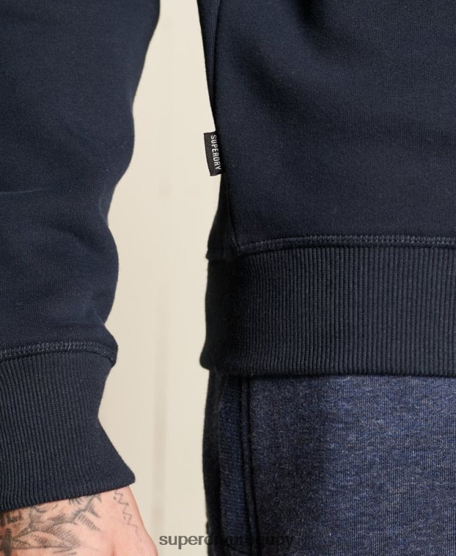 uy Superdry hombres sudadera henley con cremallera y logo bordado Armada DT2N8Z5038 ropa