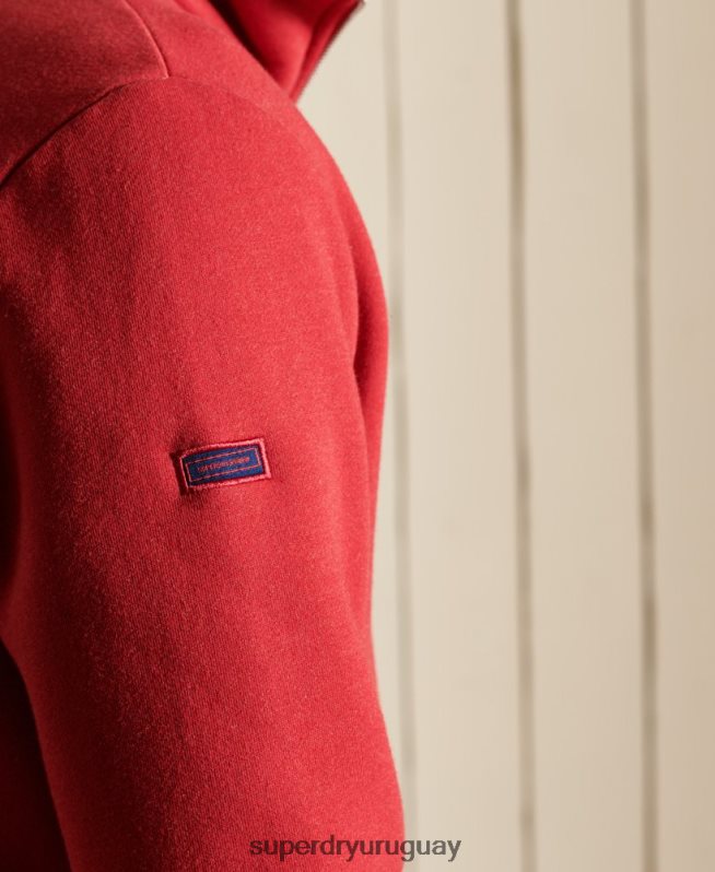 uy Superdry hombres sudadera henley con cremallera y logo bordado rojo DT2N8Z5231 ropa