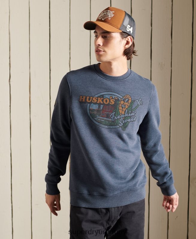uy Superdry hombres sudadera heritage mountain crew Armada DT2N8Z846 ropa