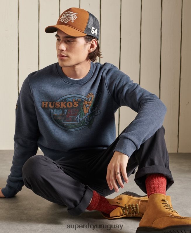 uy Superdry hombres sudadera heritage mountain crew Armada DT2N8Z846 ropa