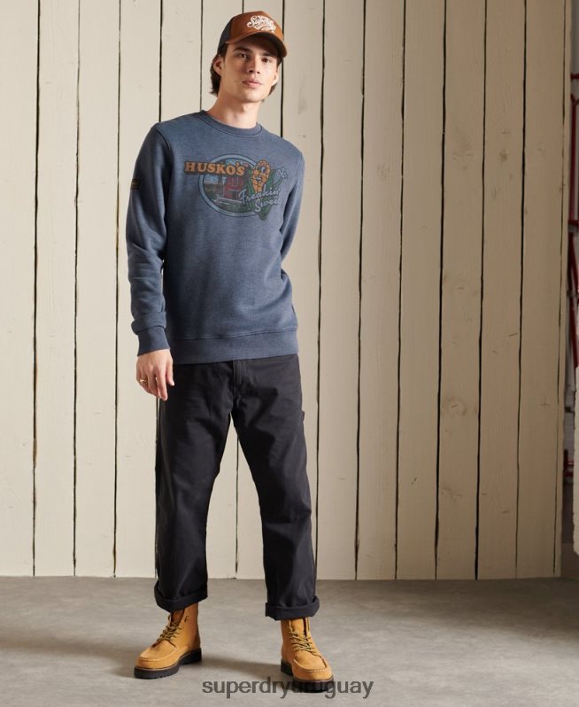 uy Superdry hombres sudadera heritage mountain crew Armada DT2N8Z846 ropa