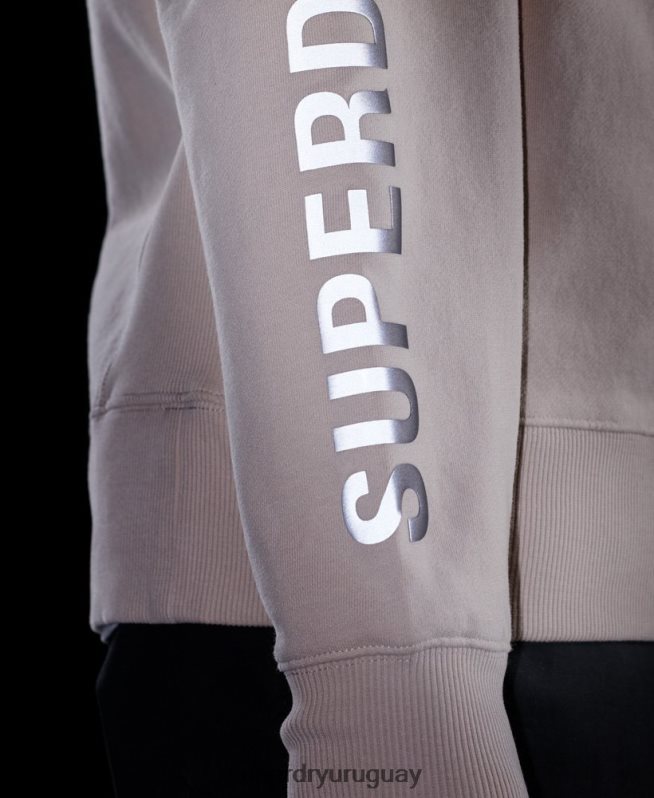 uy Superdry hombres sudadera holgada con cuello redondo code linear beige DT2N8Z5909 ropa