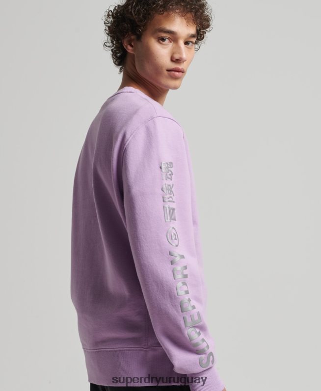 uy Superdry hombres sudadera holgada con cuello redondo code linear púrpura DT2N8Z3459 ropa