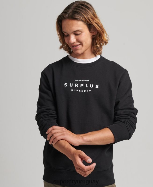 uy Superdry hombres sudadera holgada con gráfico de excedente negro DT2N8Z819 ropa