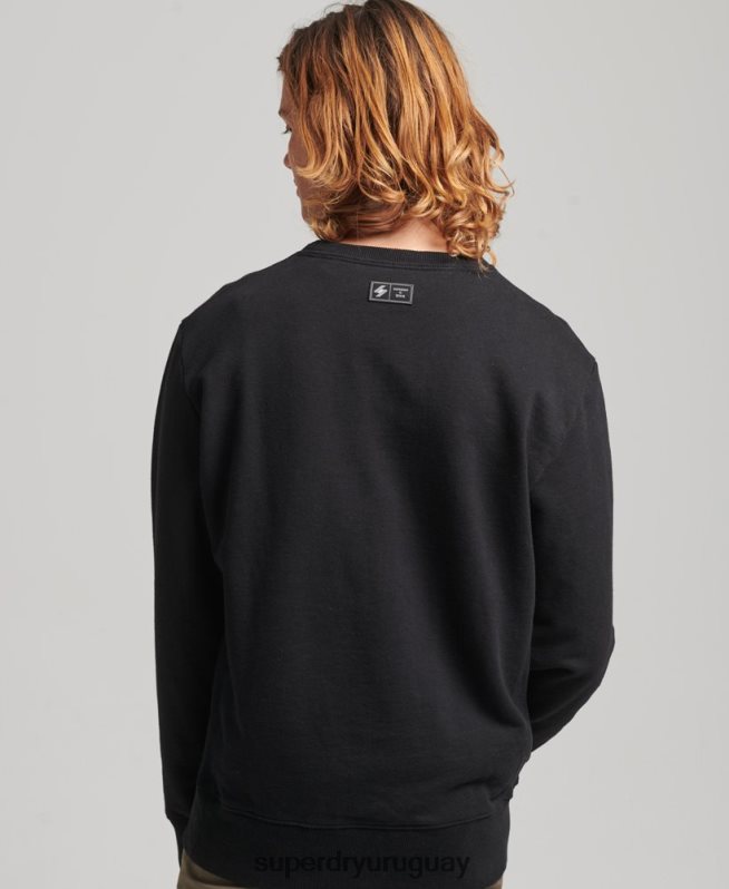uy Superdry hombres sudadera holgada con gráfico de excedente negro DT2N8Z819 ropa