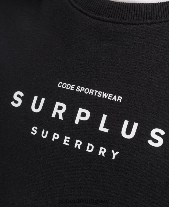 uy Superdry hombres sudadera holgada con gráfico de excedente negro DT2N8Z819 ropa