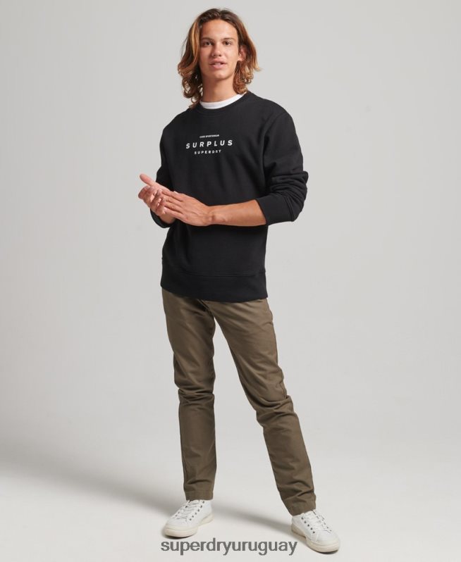 uy Superdry hombres sudadera holgada con gráfico de excedente negro DT2N8Z819 ropa