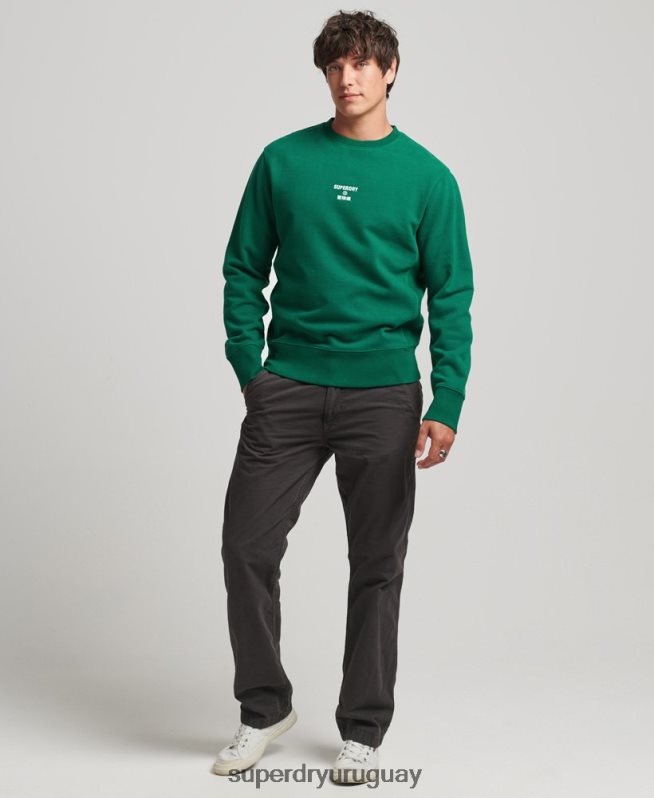 uy Superdry hombres sudadera holgada con logo bordado verde DT2N8Z877 ropa