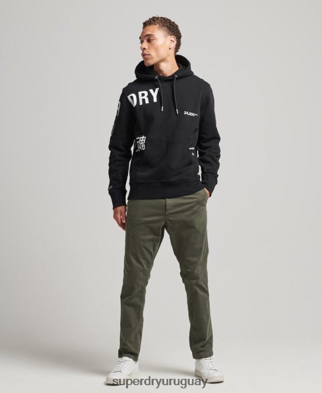 uy Superdry hombres sudadera holgada con logo estampado negro DT2N8Z5084 ropa