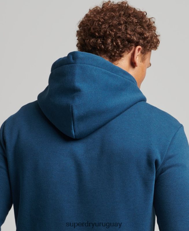 uy Superdry hombres sudadera jaspeada con logo corporativo azul DT2N8Z620 ropa