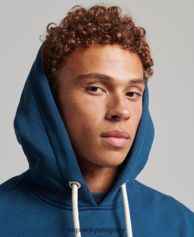 uy Superdry hombres sudadera jaspeada con logo corporativo azul DT2N8Z620 ropa