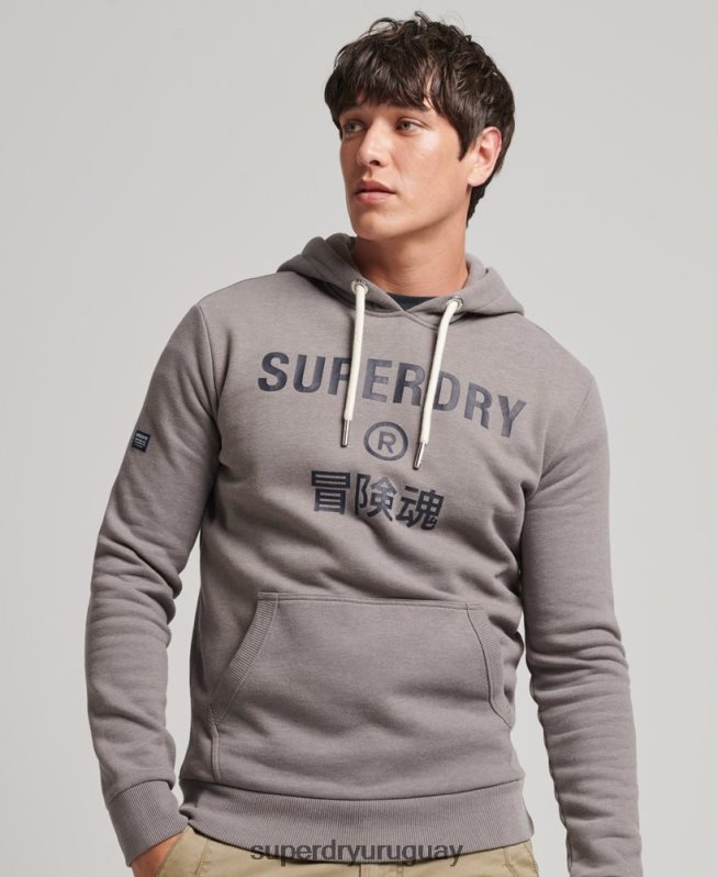 uy Superdry hombres sudadera jaspeada con logo corporativo gris DT2N8Z5004 ropa