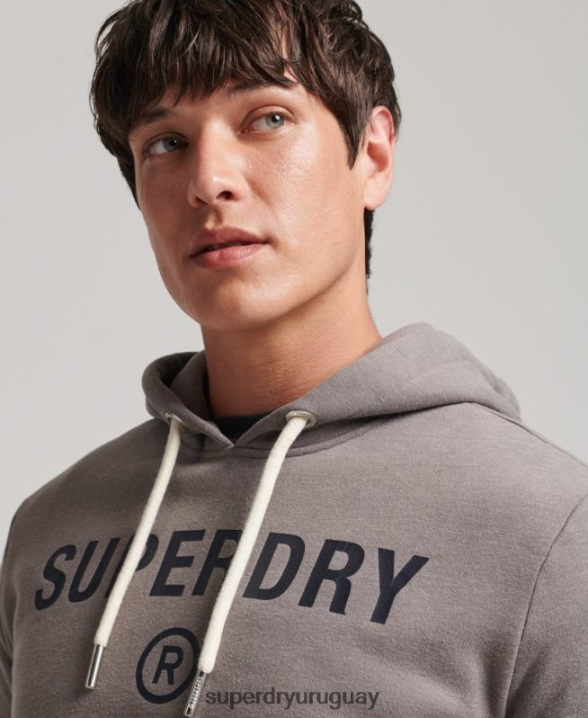 uy Superdry hombres sudadera jaspeada con logo corporativo gris DT2N8Z5004 ropa