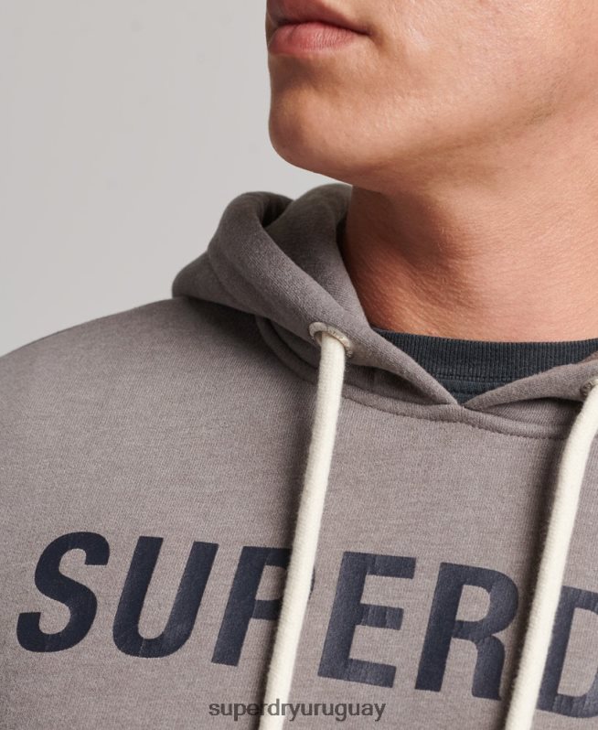 uy Superdry hombres sudadera jaspeada con logo corporativo gris DT2N8Z5004 ropa