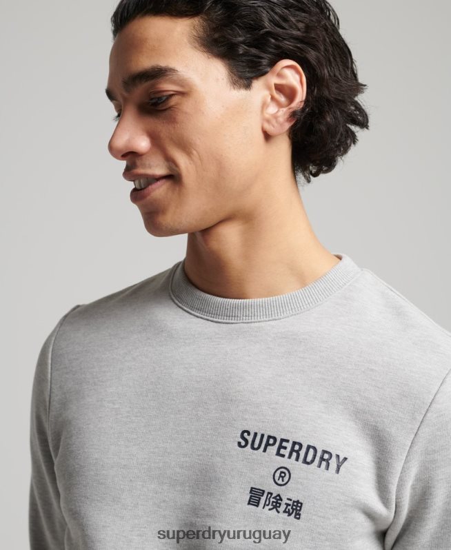 uy Superdry hombres sudadera jaspeada con logo corporativo gris DT2N8Z5179 ropa