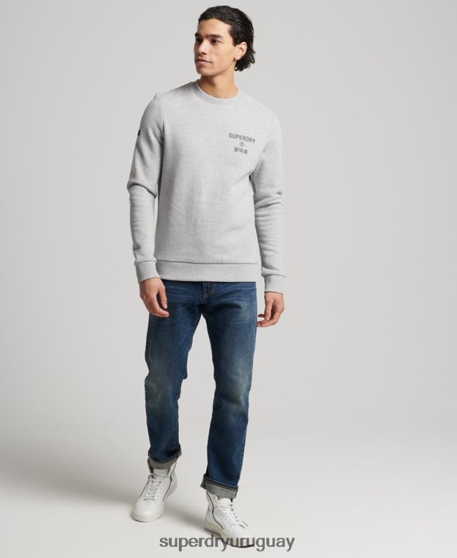 uy Superdry hombres sudadera jaspeada con logo corporativo gris DT2N8Z5179 ropa