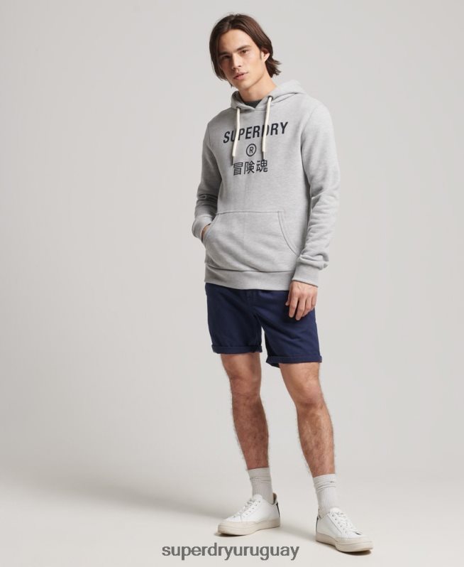 uy Superdry hombres sudadera jaspeada con logo corporativo gris DT2N8Z864 ropa