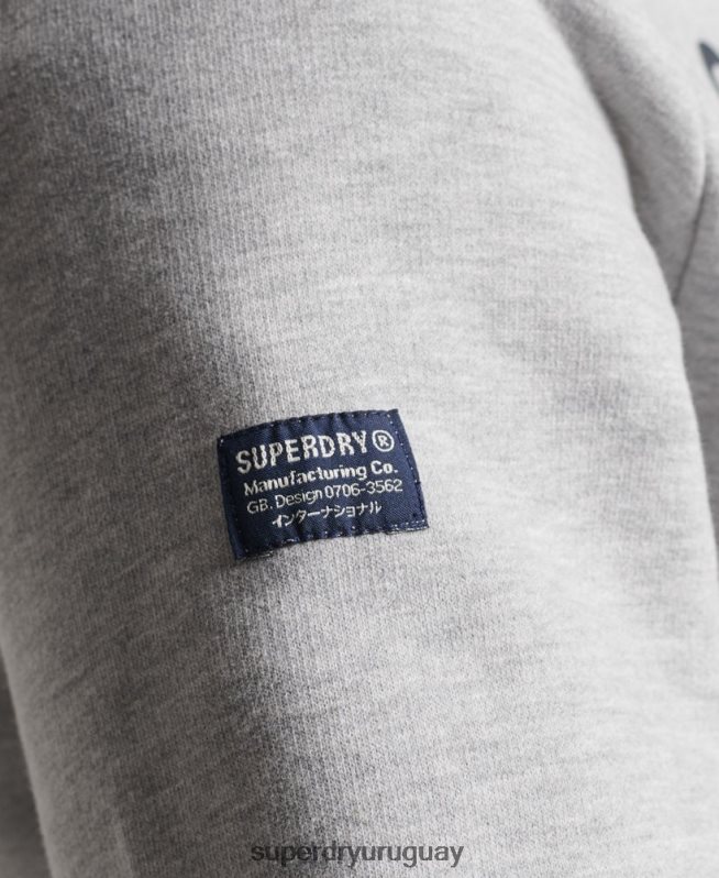 uy Superdry hombres sudadera jaspeada con logo corporativo gris DT2N8Z864 ropa