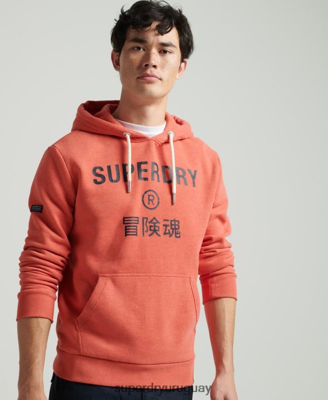 uy Superdry hombres sudadera jaspeada con logo corporativo naranja DT2N8Z5131 ropa