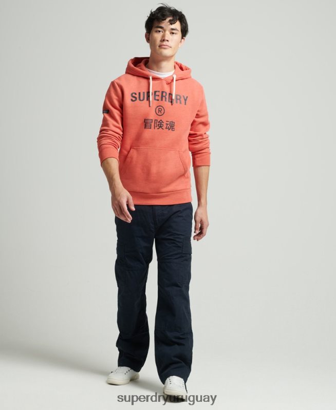 uy Superdry hombres sudadera jaspeada con logo corporativo naranja DT2N8Z5131 ropa