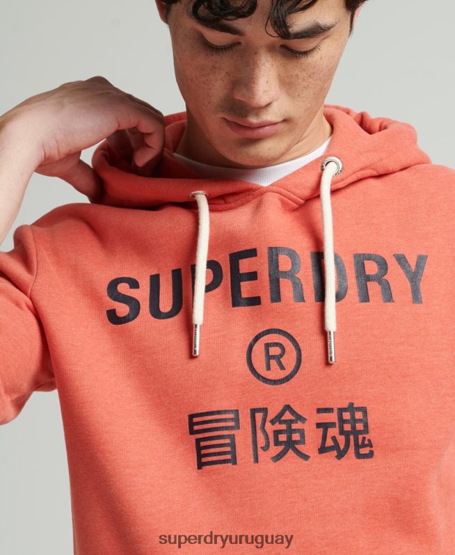 uy Superdry hombres sudadera jaspeada con logo corporativo naranja DT2N8Z5131 ropa