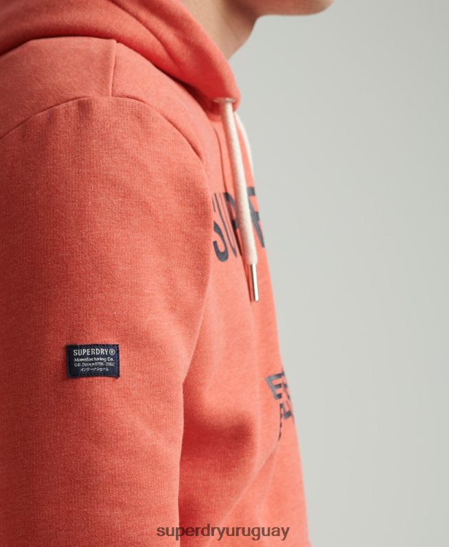 uy Superdry hombres sudadera jaspeada con logo corporativo naranja DT2N8Z5131 ropa