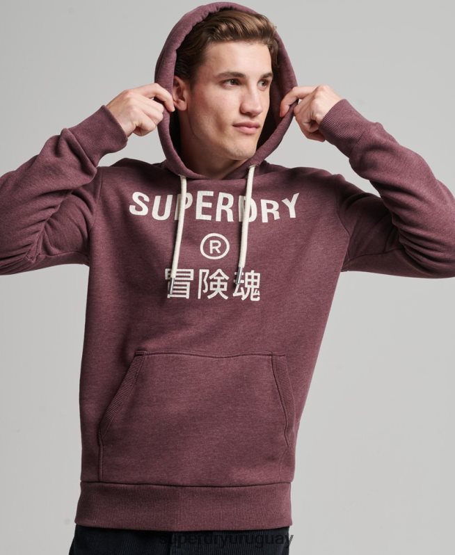 uy Superdry hombres sudadera jaspeada con logo corporativo rojo DT2N8Z5072 ropa