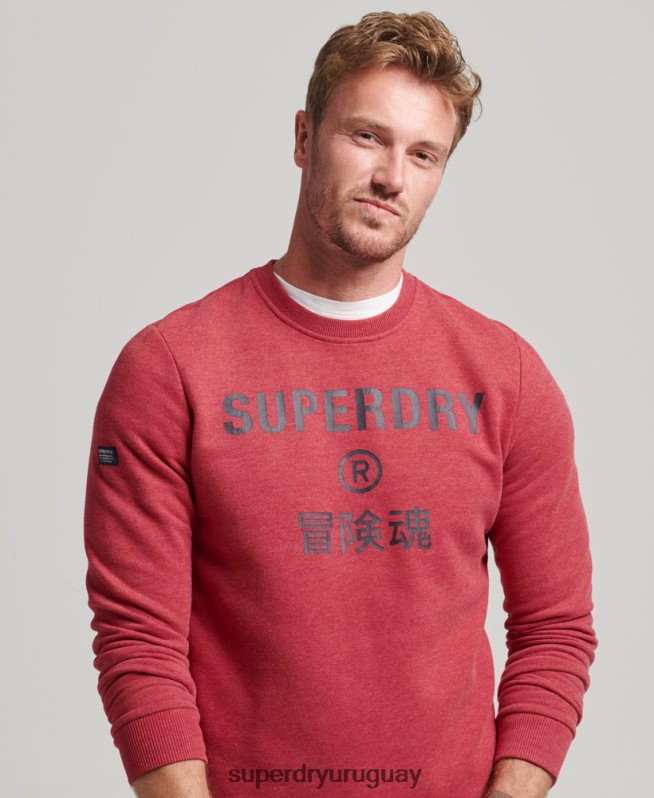 uy Superdry hombres sudadera jaspeada con logo corporativo rojo DT2N8Z5188 ropa