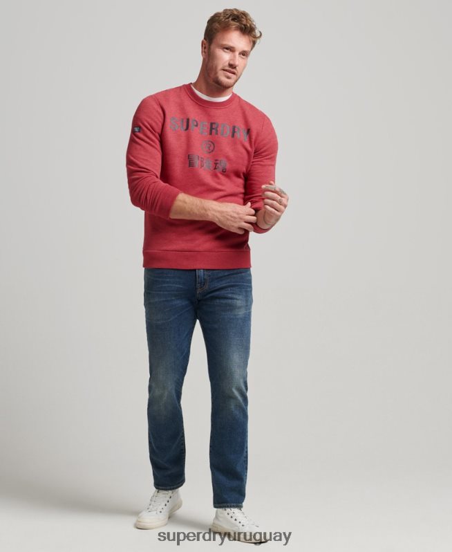 uy Superdry hombres sudadera jaspeada con logo corporativo rojo DT2N8Z5188 ropa