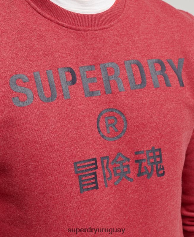 uy Superdry hombres sudadera jaspeada con logo corporativo rojo DT2N8Z5188 ropa