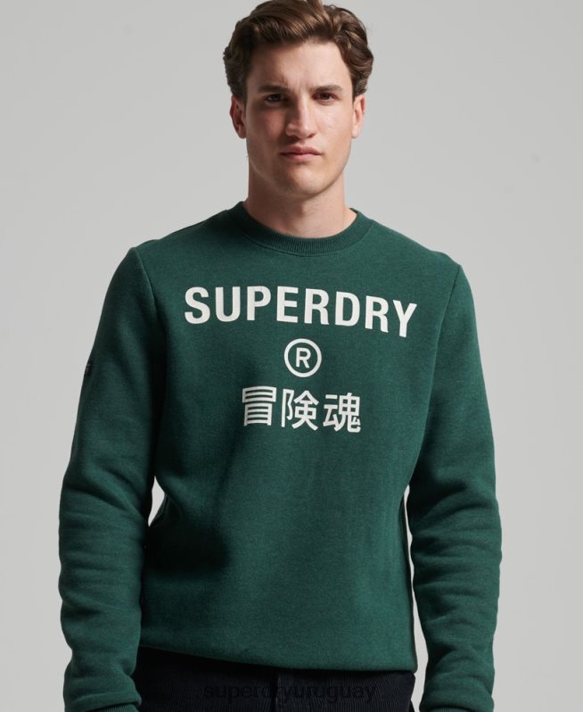 uy Superdry hombres sudadera jaspeada con logo corporativo verde DT2N8Z5102 ropa