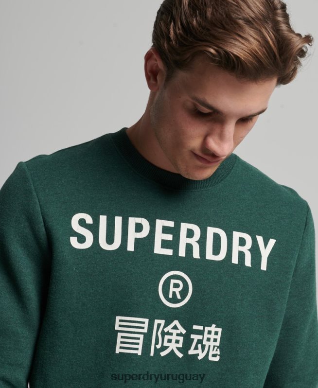 uy Superdry hombres sudadera jaspeada con logo corporativo verde DT2N8Z5102 ropa