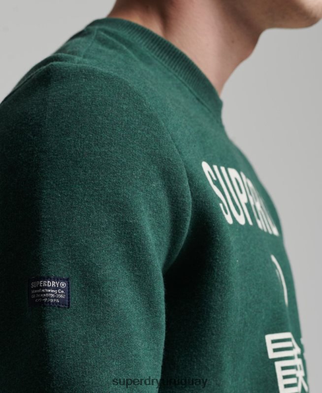 uy Superdry hombres sudadera jaspeada con logo corporativo verde DT2N8Z5102 ropa